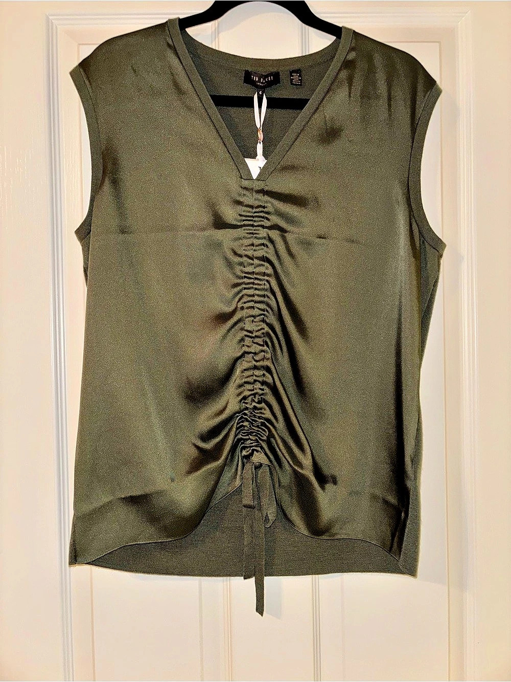 Ted Baker Ruched Front Detail Knitted Top Green Large